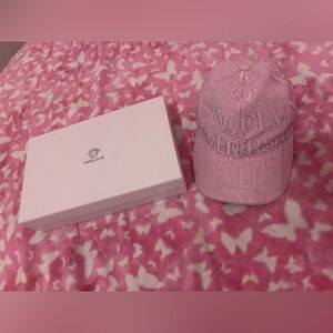 Versace Light Pink Embossed Logo Cap